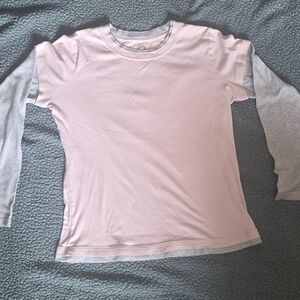 Womens Pink and Gray Long Sleeve Shirt